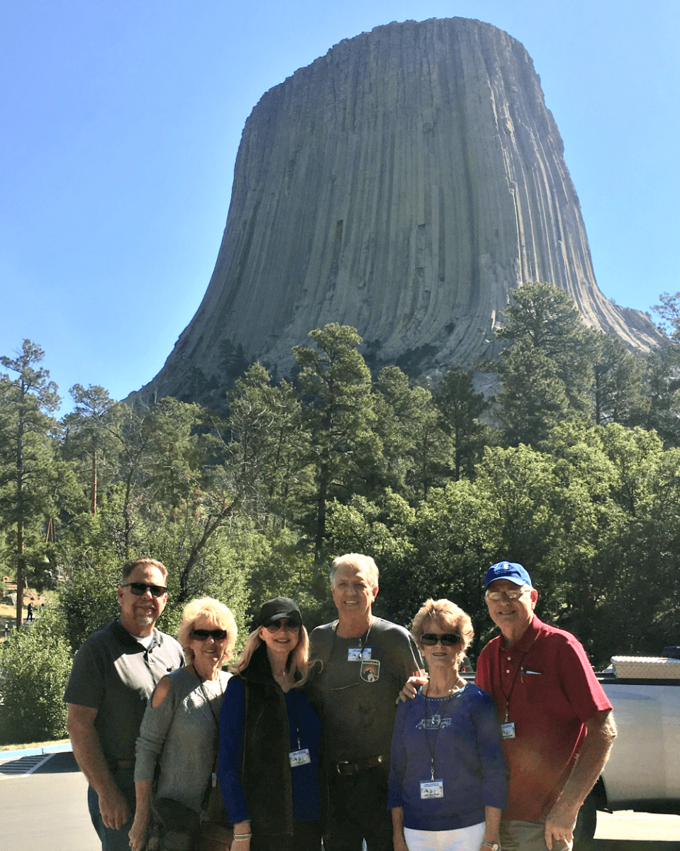Gang Pose in front of tower
