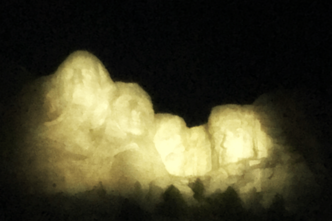 Mount Rushmore after dark