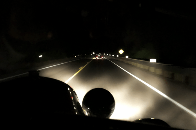 A drive back to the hotel at night